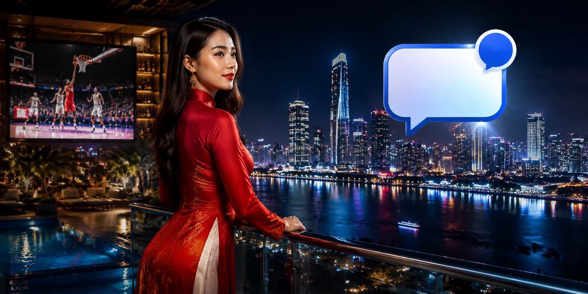 Người hâm mộ bóng rổ tại Hà Nội theo dõi kèo cá cược thể thao trên điện thoại với trang phục áo dài